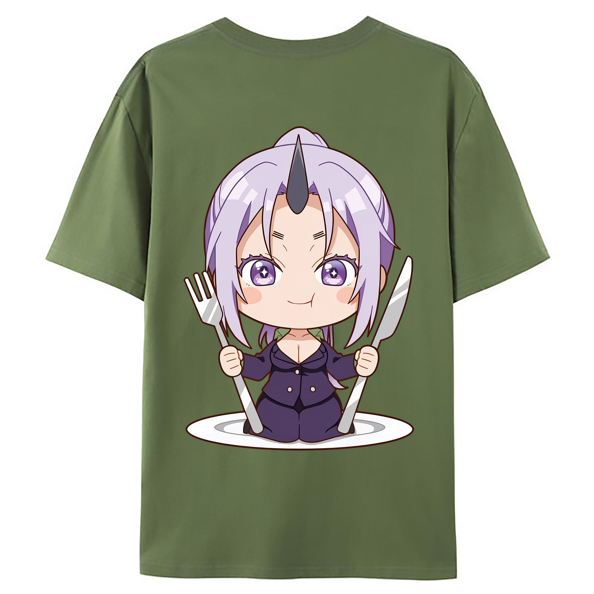 （画像用） 転スラ Regarding Reincarnated to Slime 綿100％ メンズ半袖Tシャツ（バックプリント） 通気性